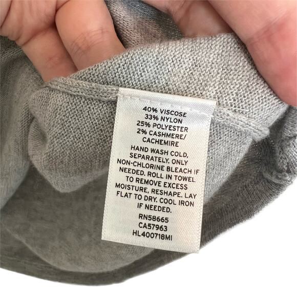 Chelsea28 Grey Blouson Sleeve Cashmere Blend Sweater Small Old Money Minimalist - Picture 8 of 9